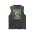 Streetwear Unisex Snow Washed Frayed Hem Tank Top